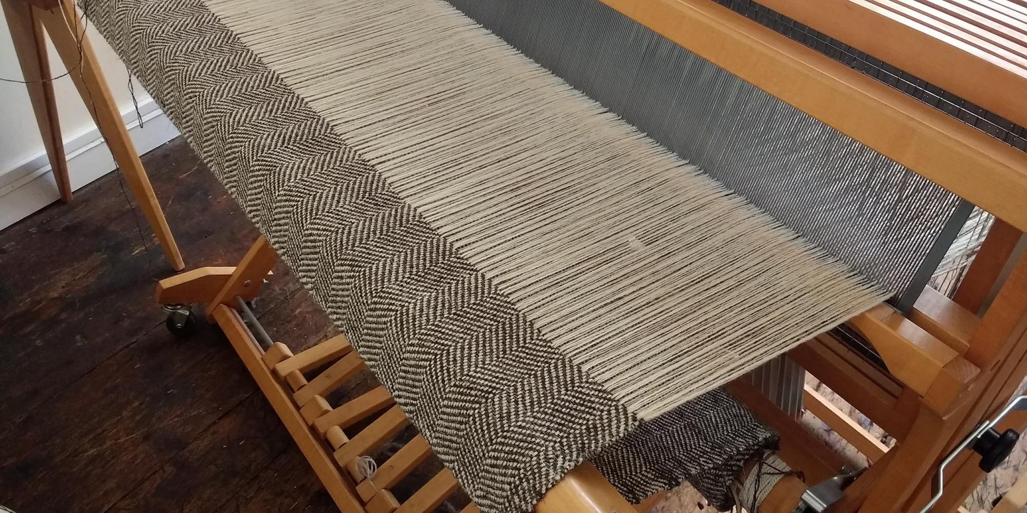 Ali Sharman’s weaving loom at Farfield Mill, Sedbergh